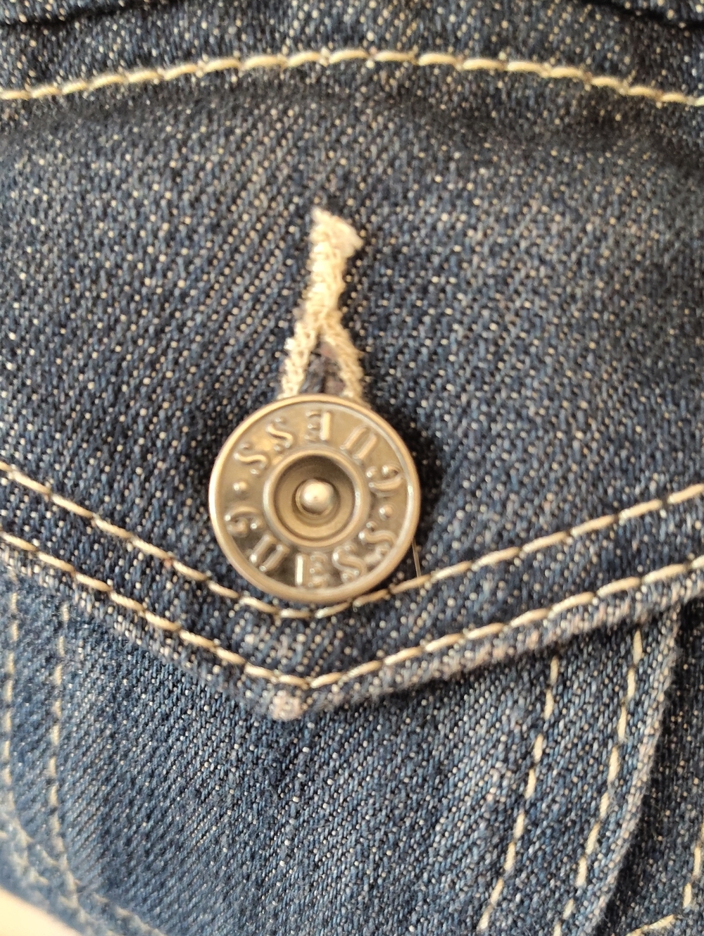 Vintage GUESS Premium Dark Wash Fitted Denim Jacket - Sm - Picture 6 of 8